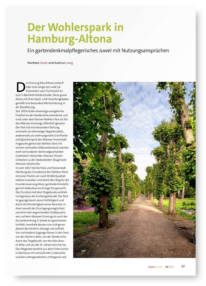 Artikel „Der Wohlerspark in Hamburg-Altona“, S. 37
