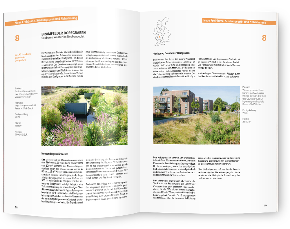Broschüre: „Aktuelle Freiraumprojekte im Bezirk Wandsbek“ Seite 28/29
